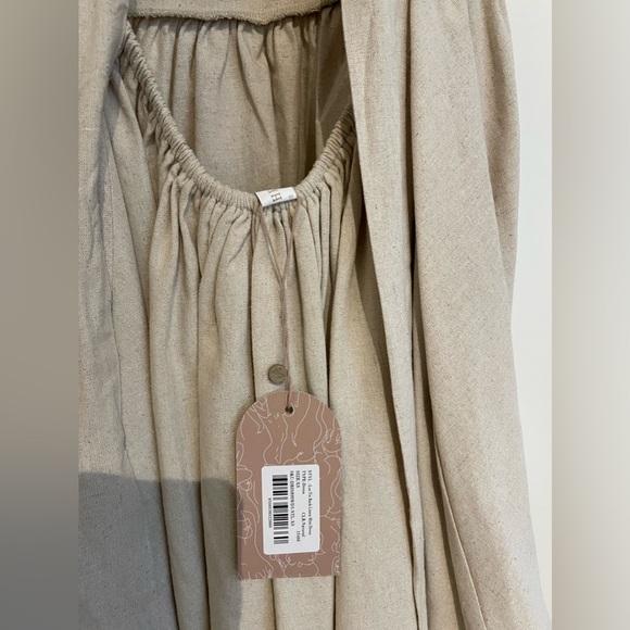 Meshki Loz Tie Back Linen Mini Dress - Natural - Picture 11 of 12